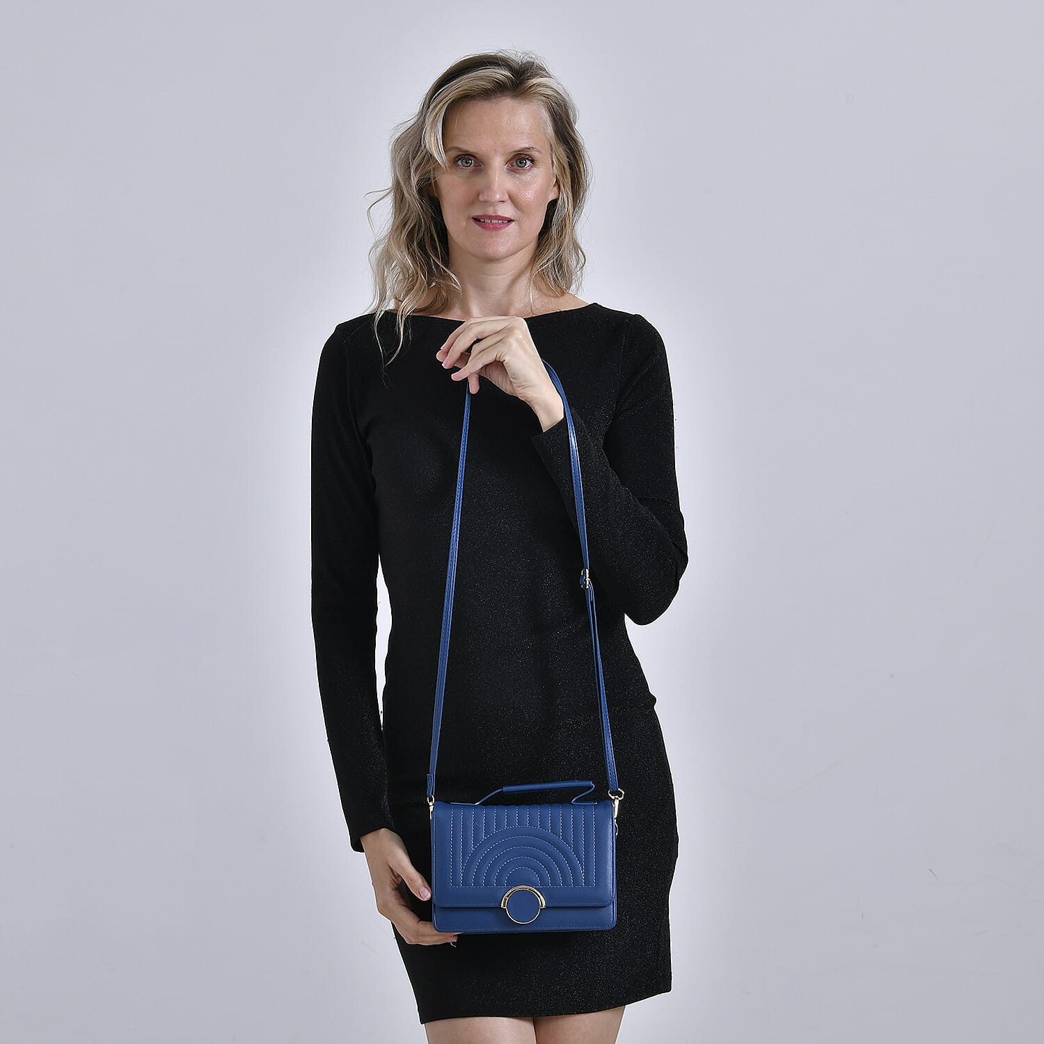Designer Inspired 2-in-1 PU Crossbody Bag (Size 21x8x14 cm) - Navy