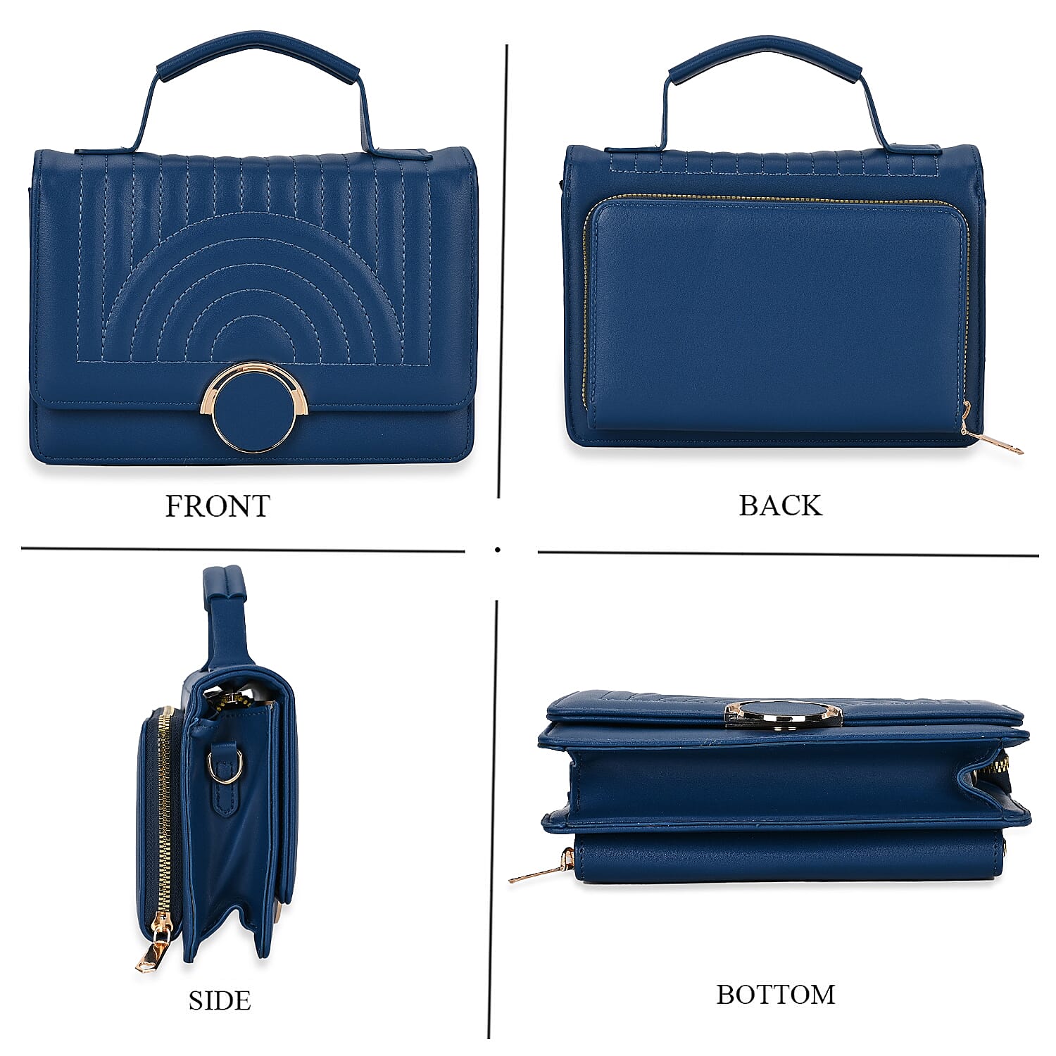Designer Inspired 2-in-1 PU Crossbody Bag (Size 21x8x14 cm) - Navy