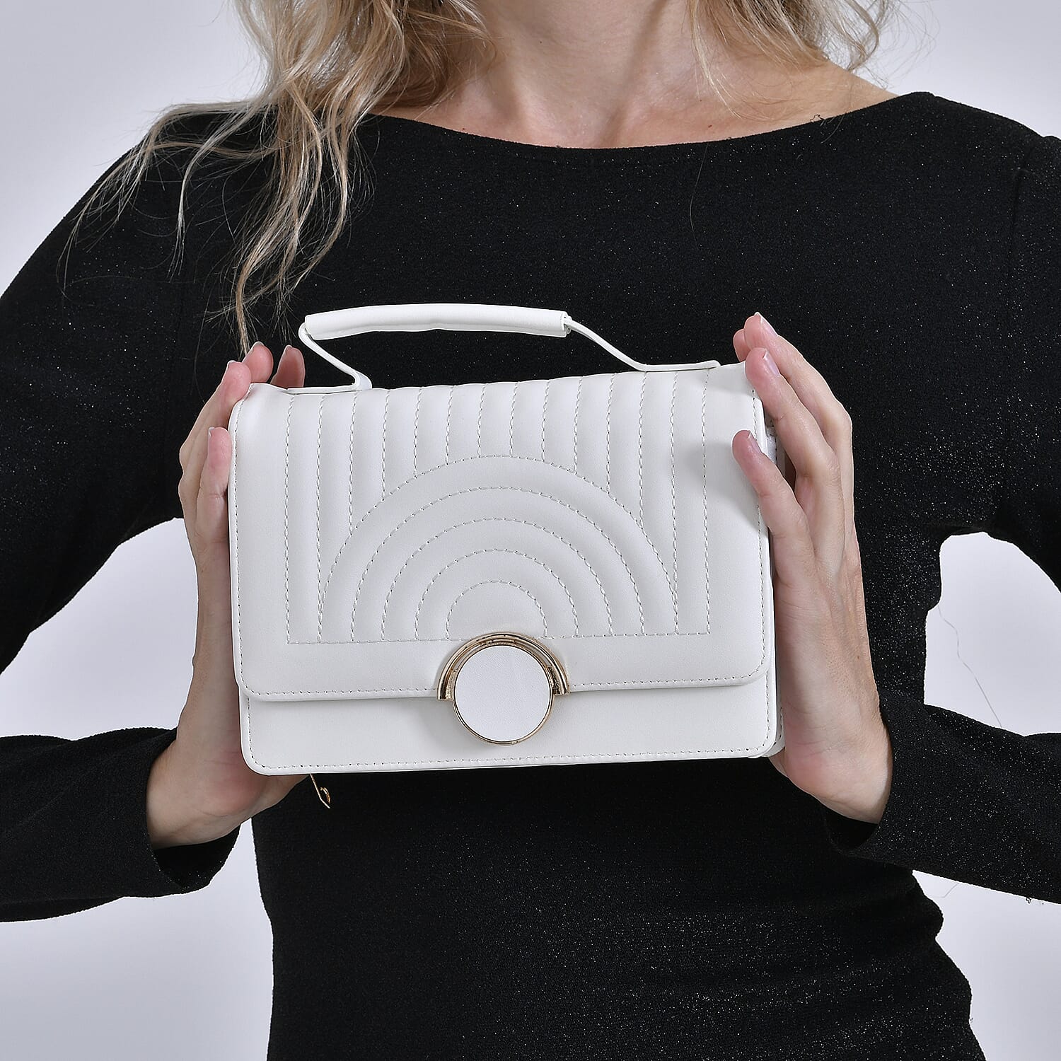 Designer Inspired 2-in-1 PU Crossbody Bag (Size 21x8x14 cm) - White