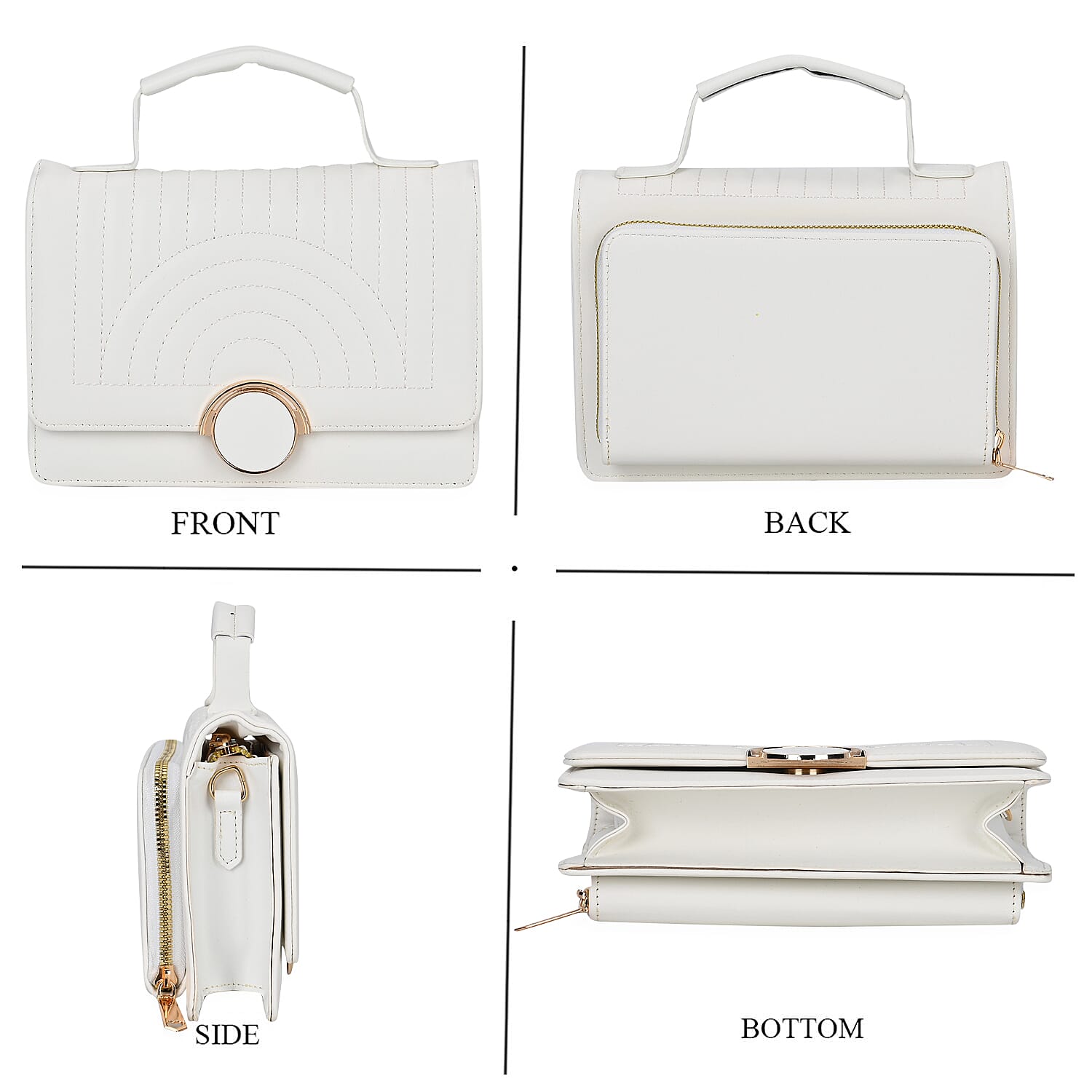 Designer Inspired 2-in-1 PU Crossbody Bag (Size 21x8x14 cm) - White