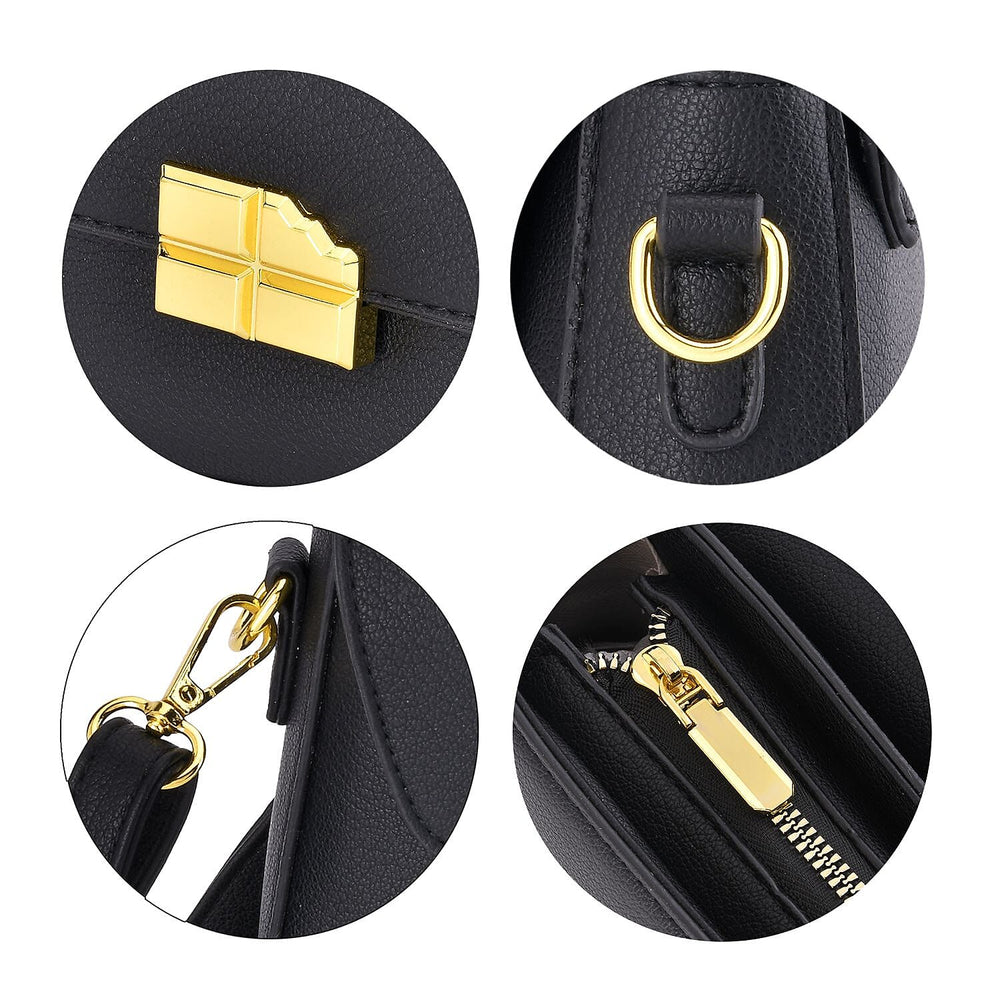Closeout deal Top Handle Crossbody Bag with Detachable - Adjustable Strap - Black