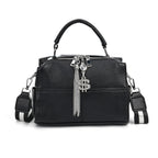 Leatherette Crossbody Bag with Tassel - Dollar Accessories - Black