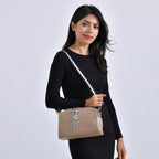 Leatherette Crossbody Bag with Tassel - Dollar Accessories - Khaki