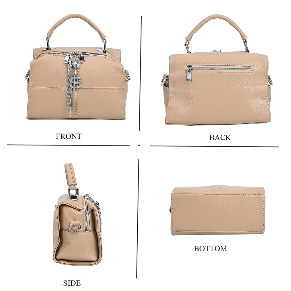Leatherette Crossbody Bag with Tassel - Dollar Accessories - Khaki