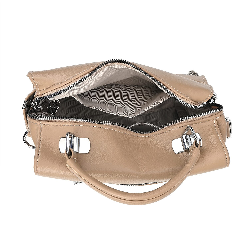 Leatherette Crossbody Bag with Tassel - Dollar Accessories - Khaki