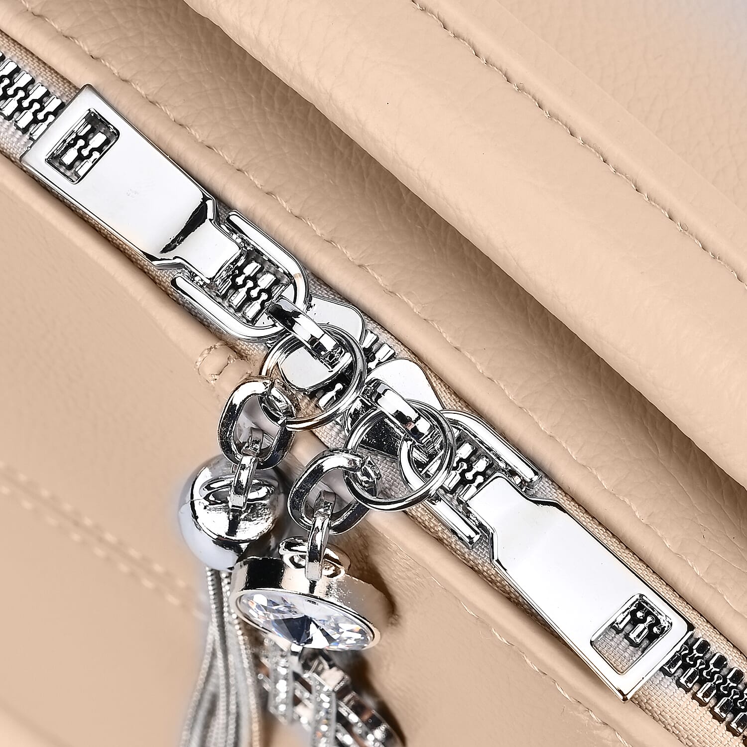 Leatherette Crossbody Bag with Tassel - Dollar Accessories - Khaki