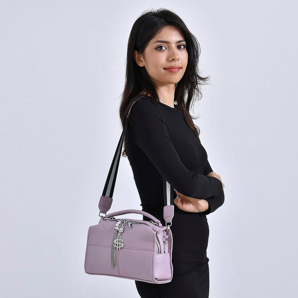 Leatherette Crossbody Bag with Tassel - Dollar Accessories - Lavender