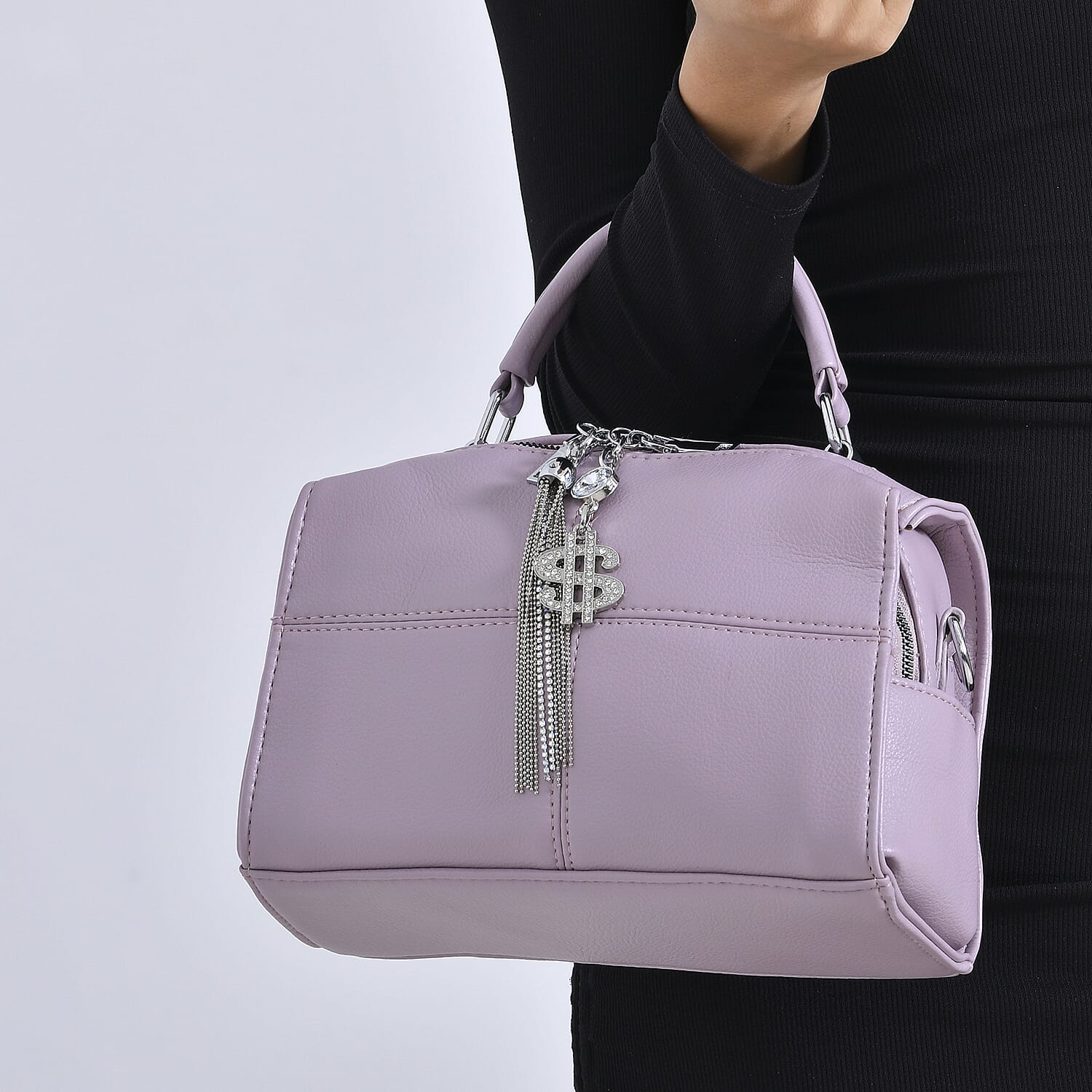 Leatherette Crossbody Bag with Tassel - Dollar Accessories - Lavender