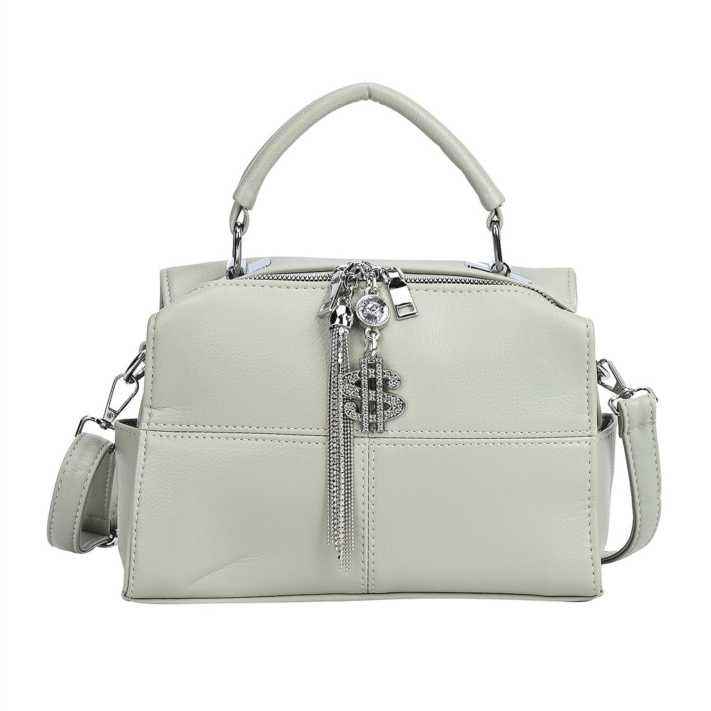 Leatherette Crossbody Bag with Tassel - Dollar Accessories - Olive