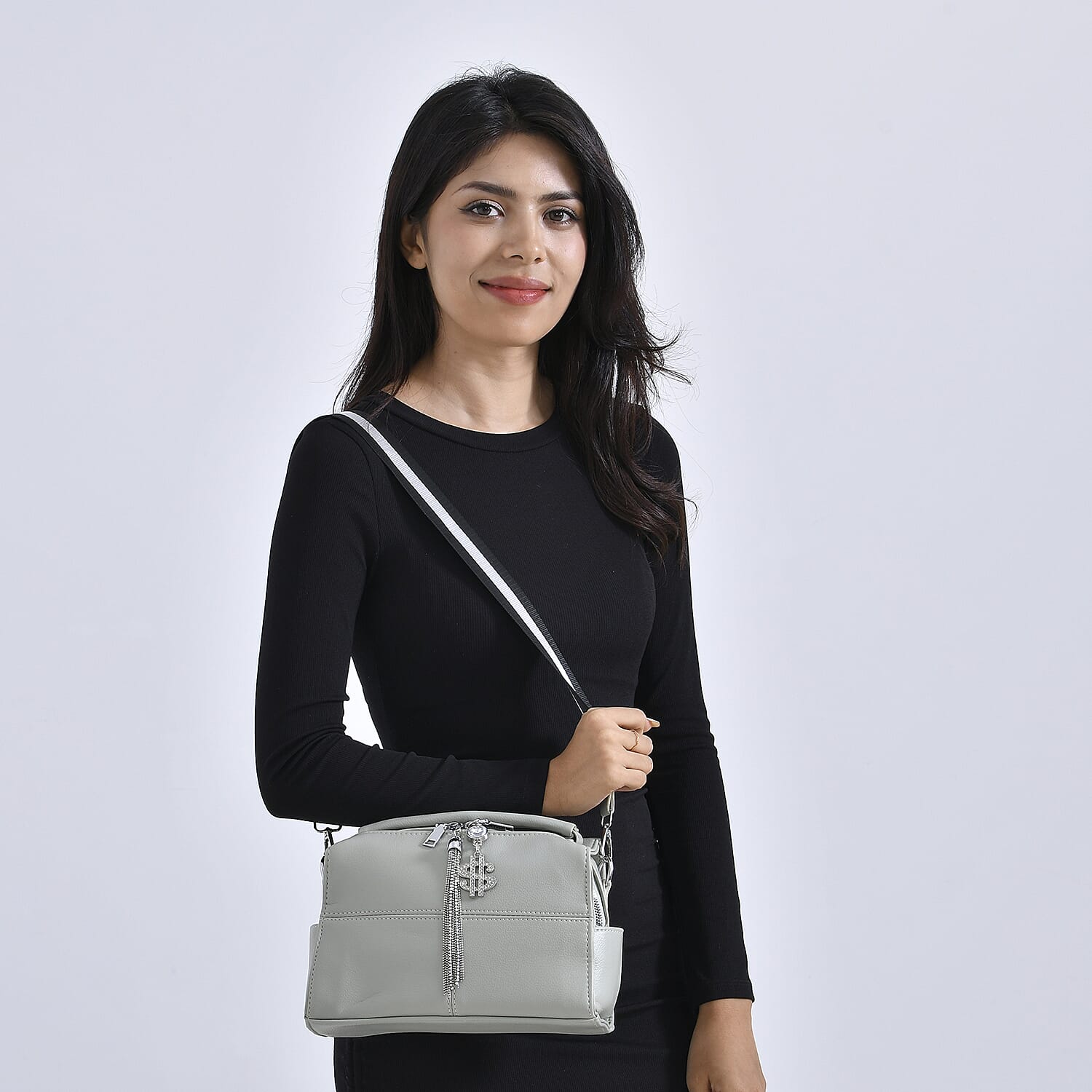 Leatherette Crossbody Bag with Tassel - Dollar Accessories - Olive
