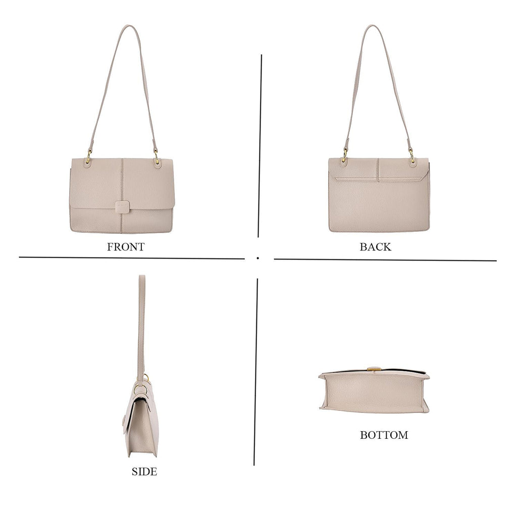 Solid Colour Shoulder Bag with Magnetic Lock - Khaki