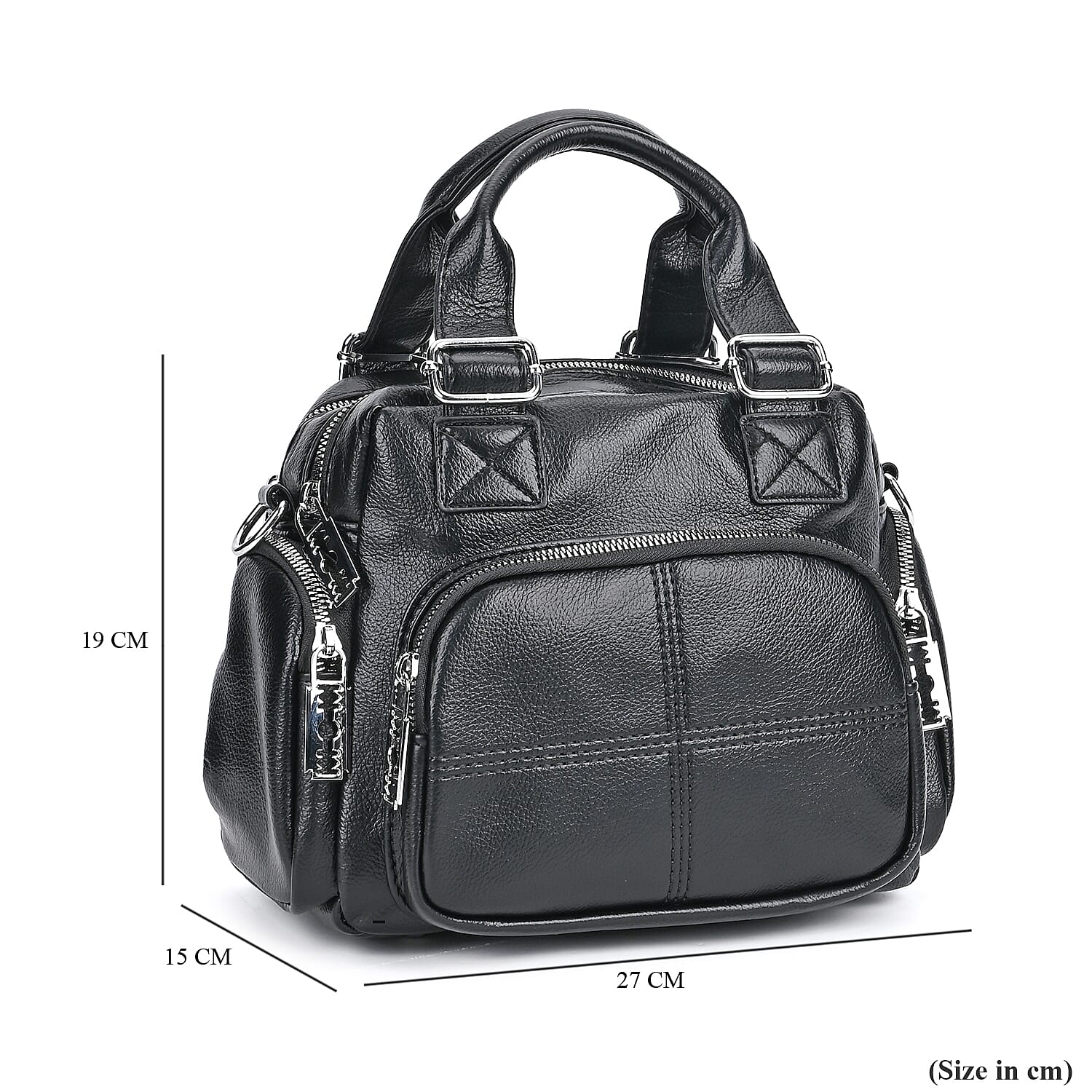 Solid Multi Pocket Crossbody Bag (Size 27x15x19 cm) - Black