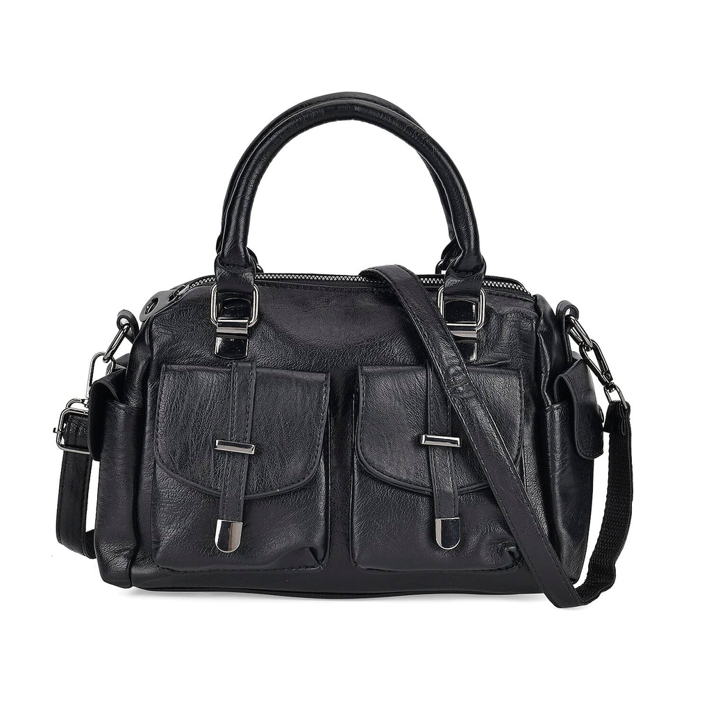 PU Patterned Crossbody Bag (Size 28x14x16 cm) - Black & Black