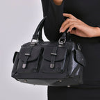 PU Patterned Crossbody Bag (Size 28x14x16 cm) - Black & Black