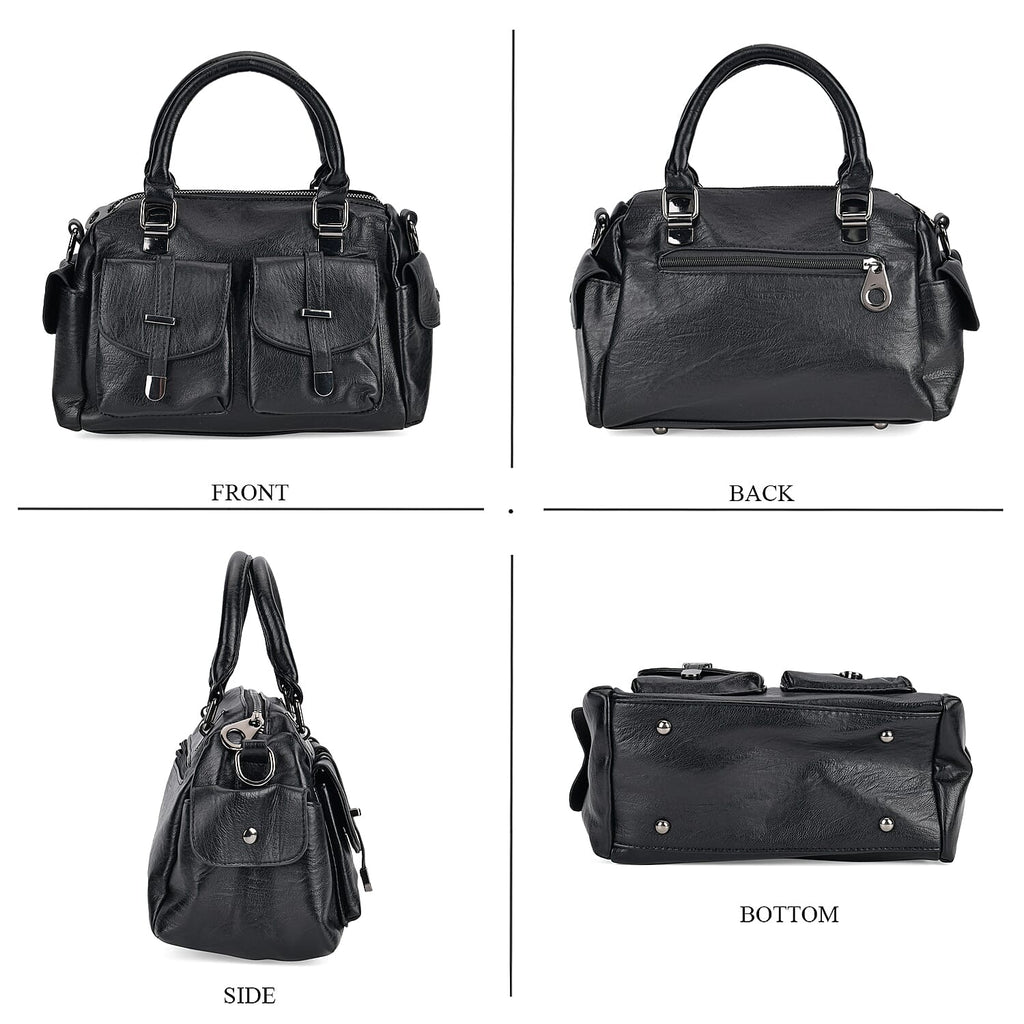 PU Patterned Crossbody Bag (Size 28x14x16 cm) - Black & Black