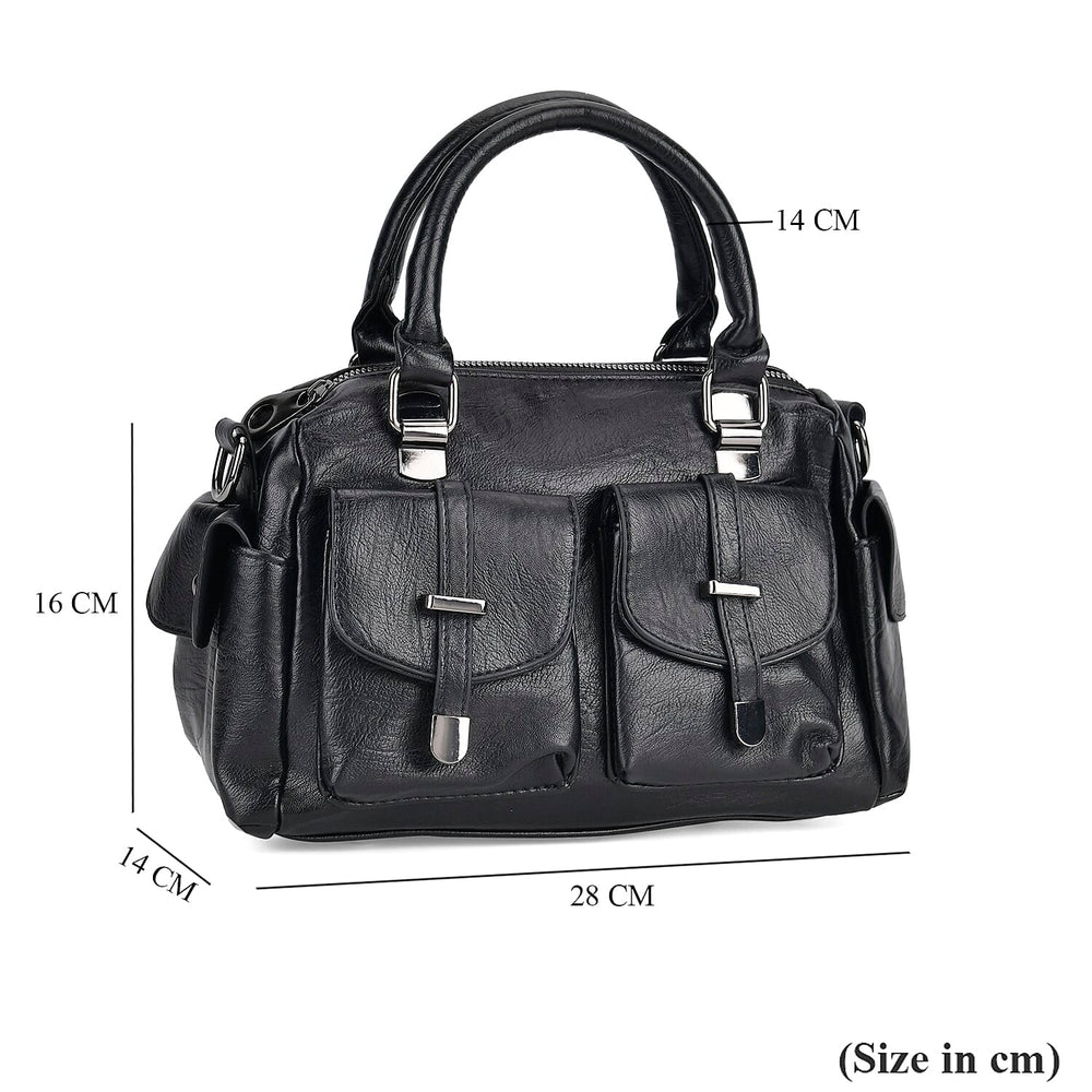 PU Patterned Crossbody Bag (Size 28x14x16 cm) - Black & Black