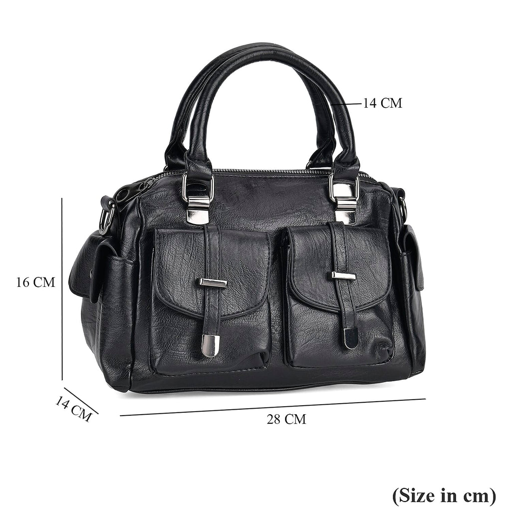 PU Patterned Crossbody Bag (Size 28x14x16 cm) - Black & Black