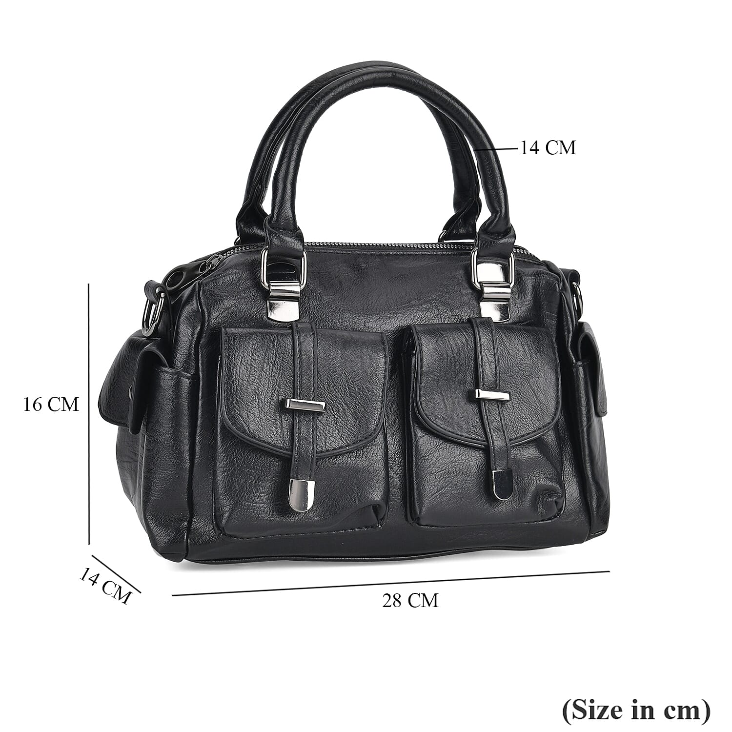 PU Patterned Crossbody Bag (Size 28x14x16 cm) - Black & Black