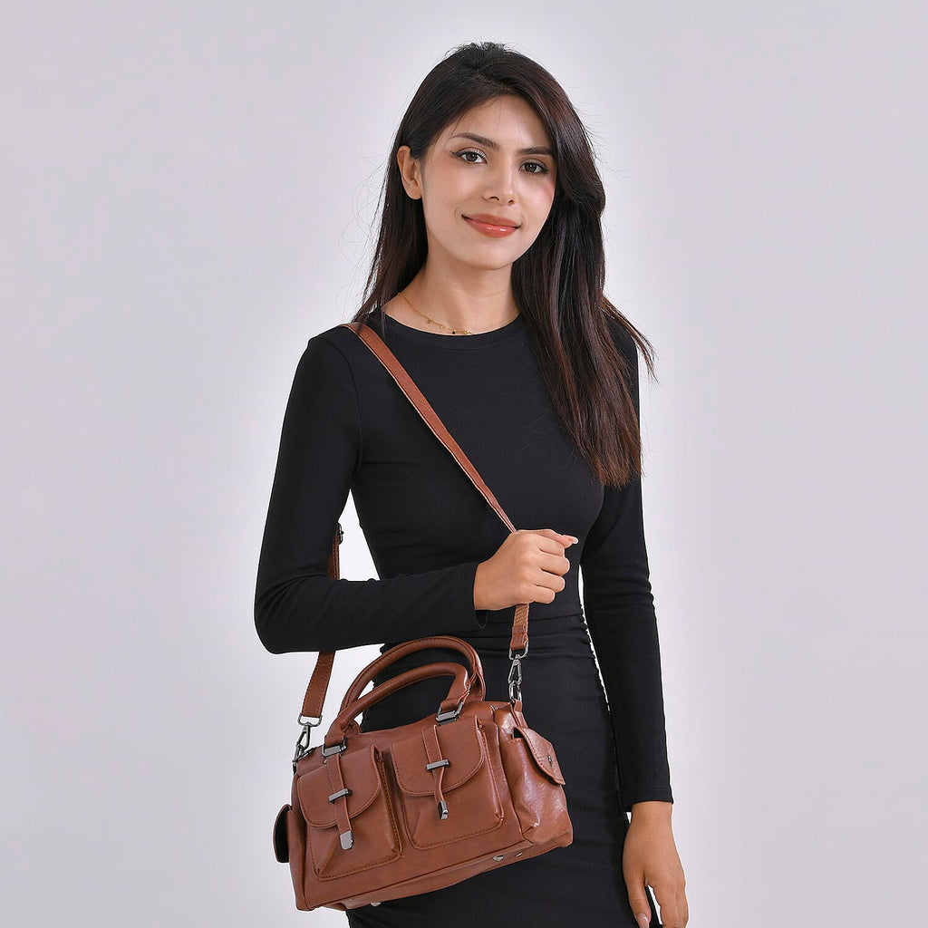 PU Patterned Crossbody Bag (Size 28x14x16 cm) - Earthy Yellow & Black