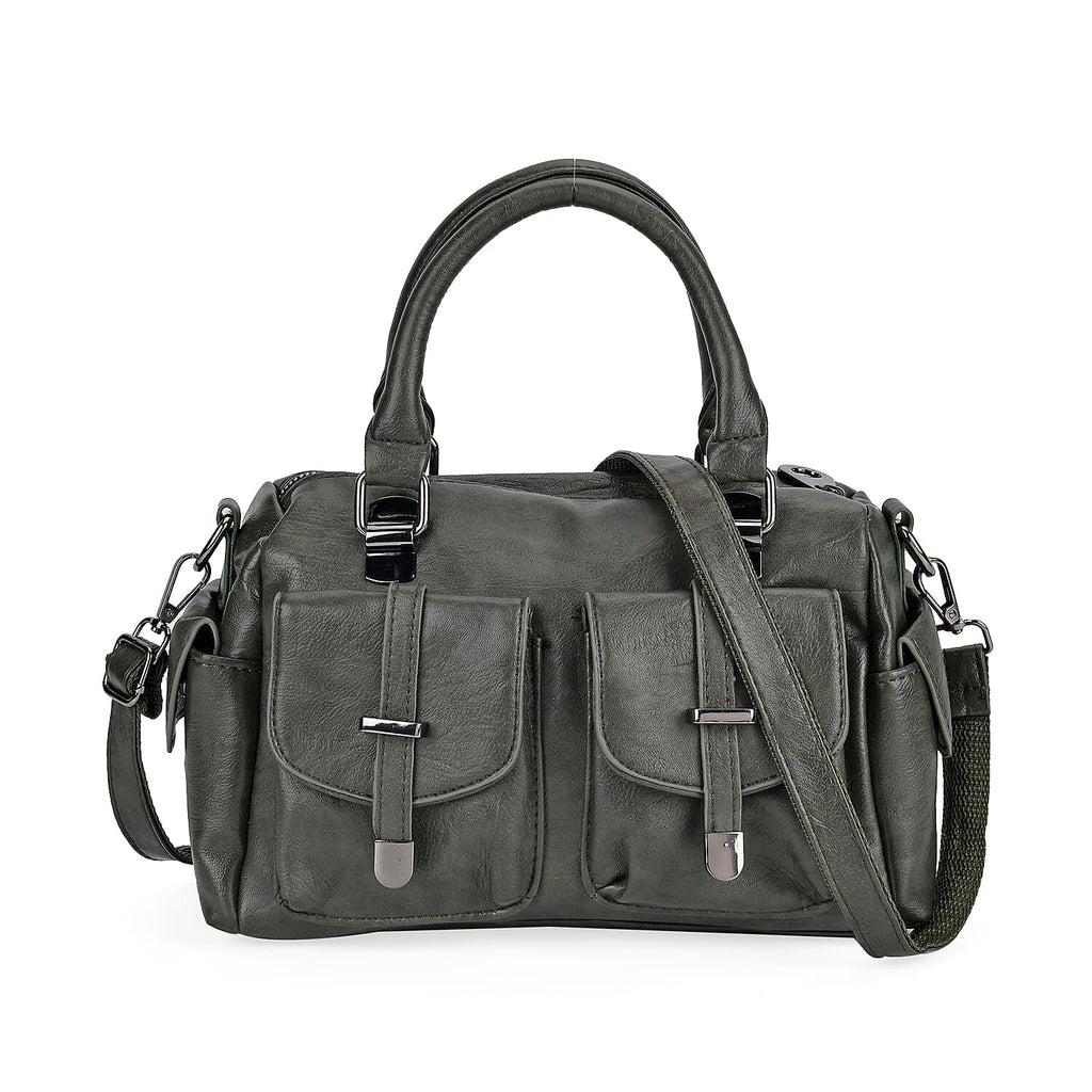 PU Patterned Crossbody Bag (Size 28x14x16 cm) - Green & Black