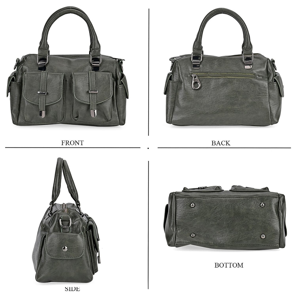 PU Patterned Crossbody Bag (Size 28x14x16 cm) - Green & Black