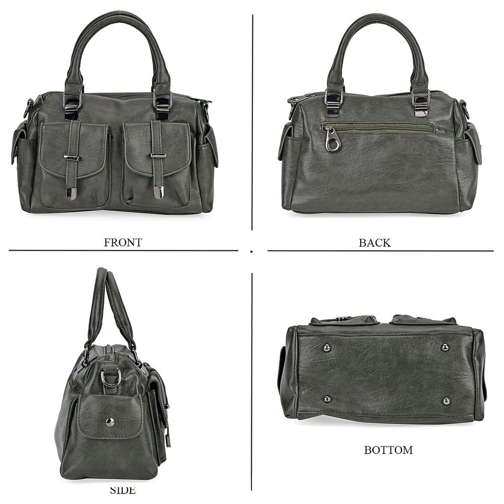 PU Patterned Crossbody Bag (Size 28x14x16 cm) - Green & Black