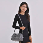 PU Patterned Crossbody Bag (Size 28x14x16 cm) - Grey & Black