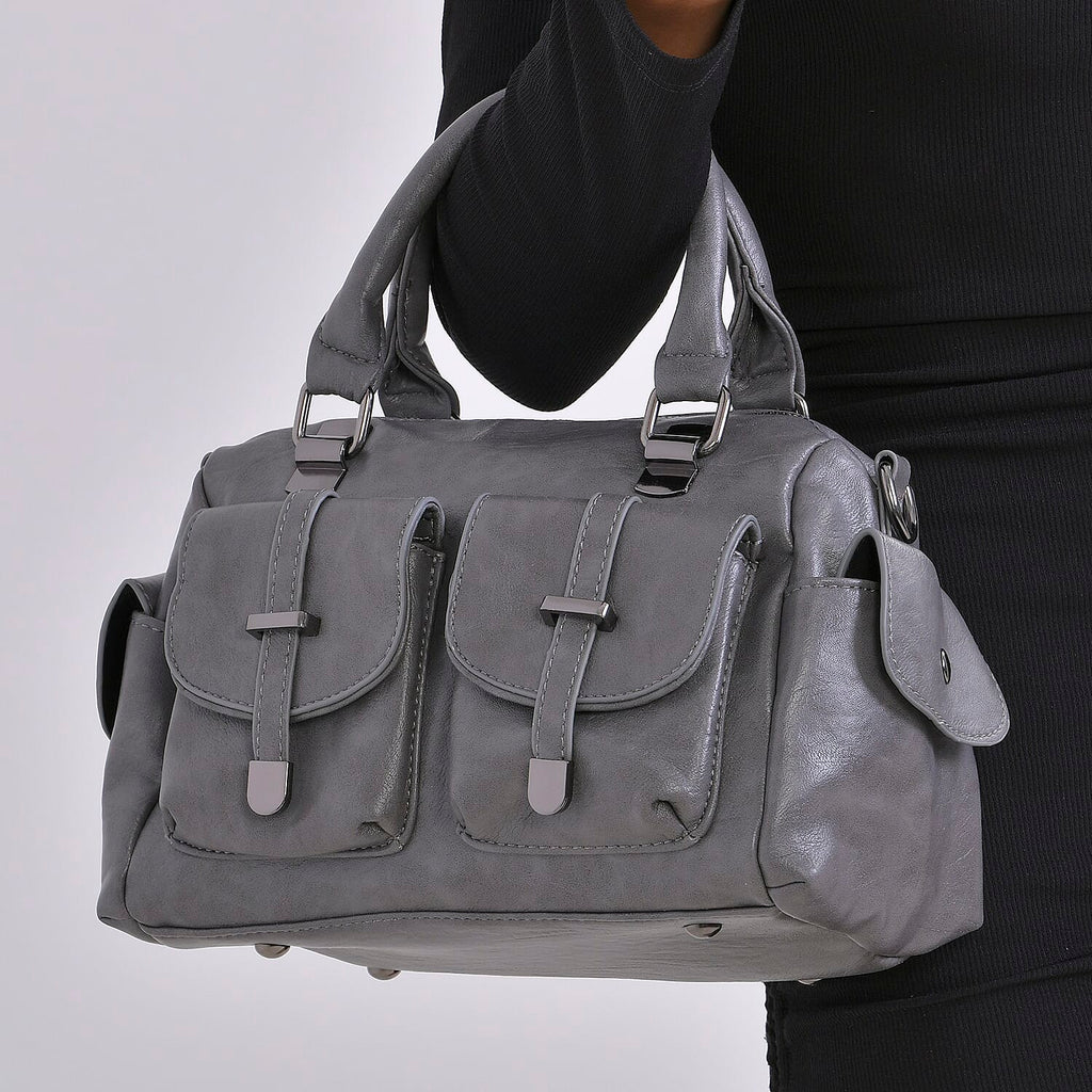 PU Patterned Crossbody Bag (Size 28x14x16 cm) - Grey & Black