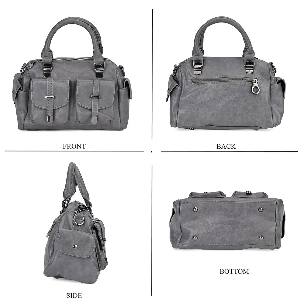 PU Patterned Crossbody Bag (Size 28x14x16 cm) - Grey & Black