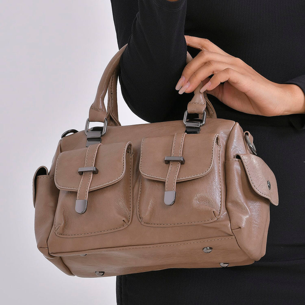 PU Patterned Crossbody Bag (Size 28x14x16 cm) - Khaki & Black