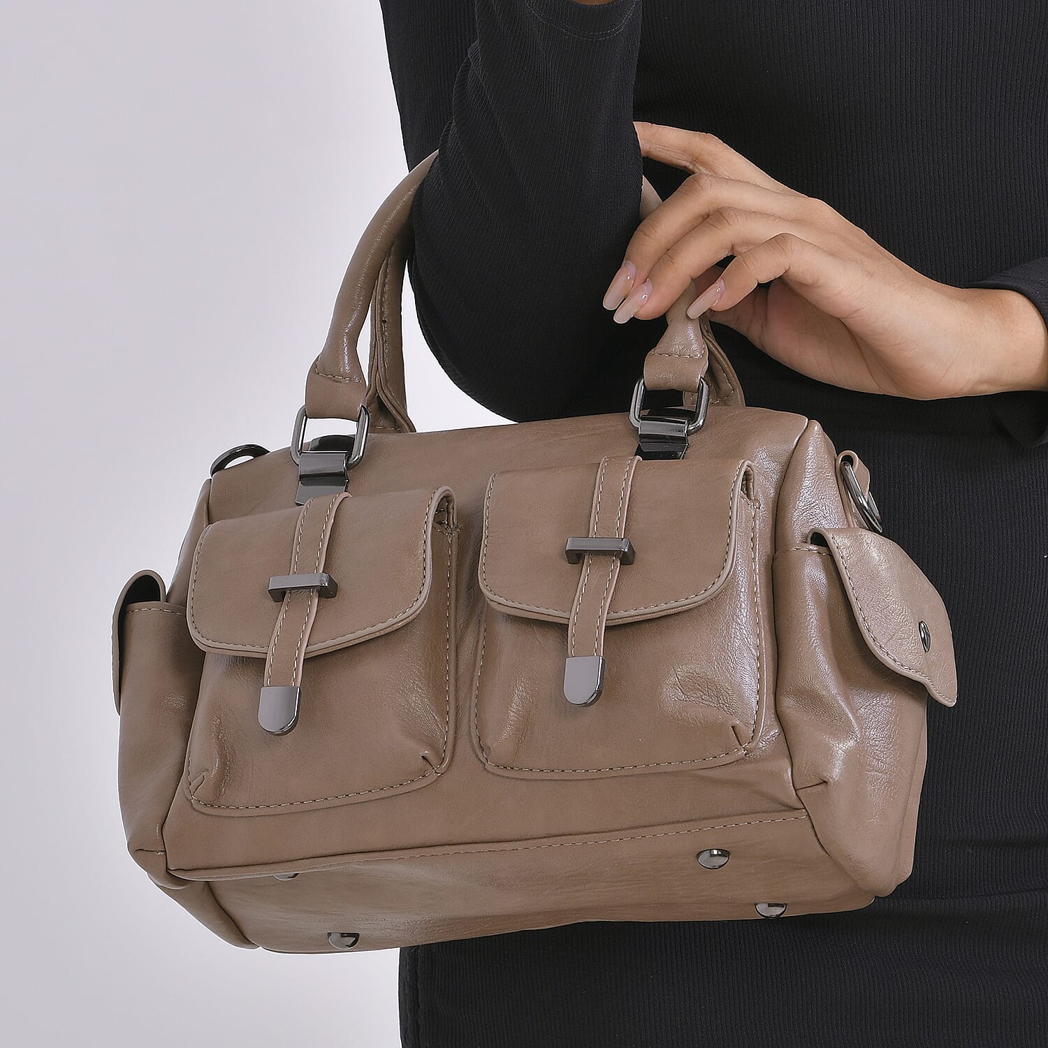 PU Patterned Crossbody Bag (Size 28x14x16 cm) - Khaki & Black