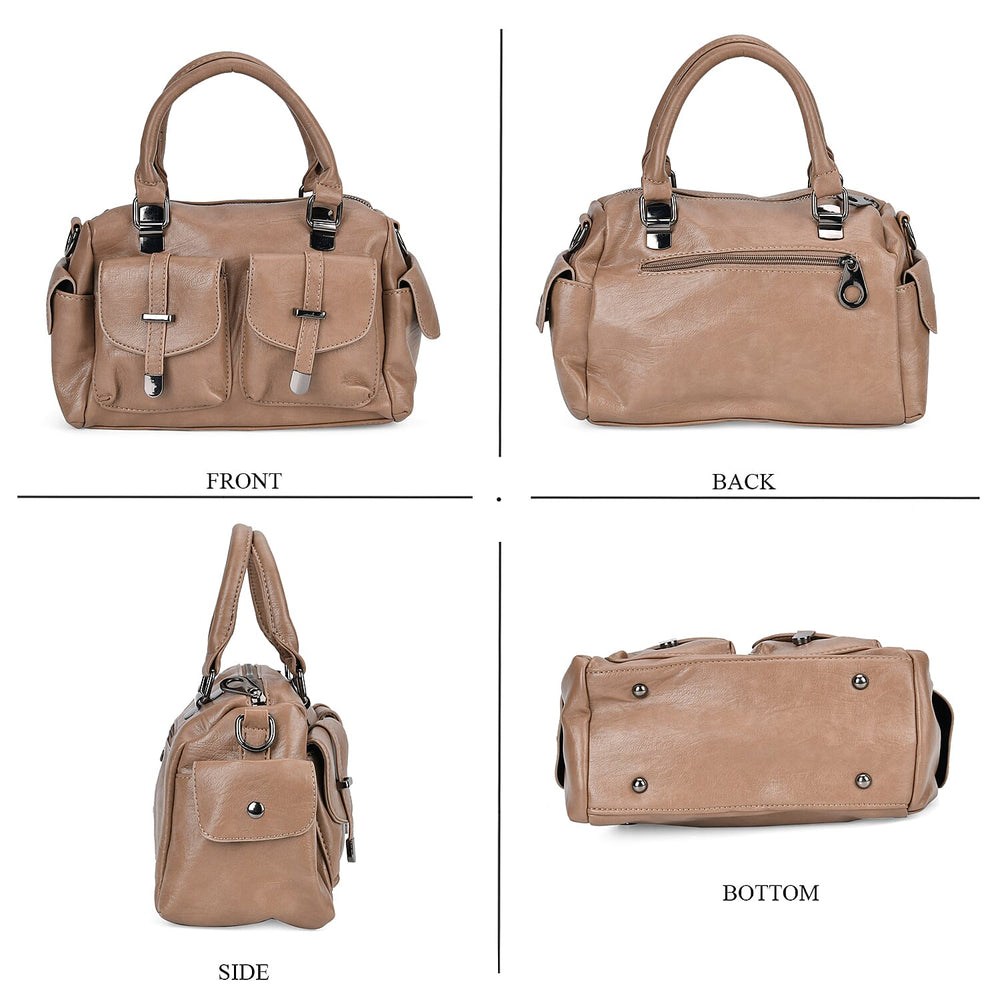 PU Patterned Crossbody Bag (Size 28x14x16 cm) - Khaki & Black
