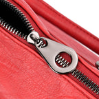 Multi-Pocket Handbag with Detachable Shoulder Strap - Red