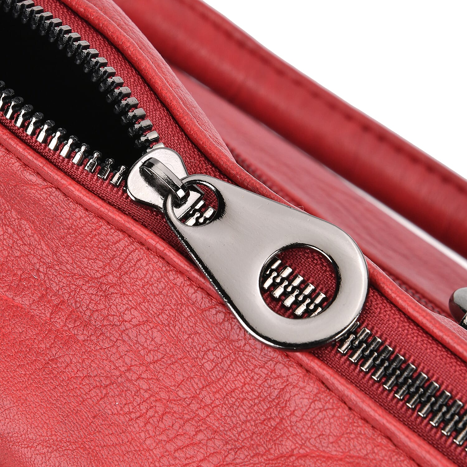 Multi-Pocket Handbag with Detachable Shoulder Strap - Red