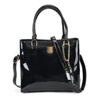 Leatherette Crossbody Bag with Handle Drop - Black
