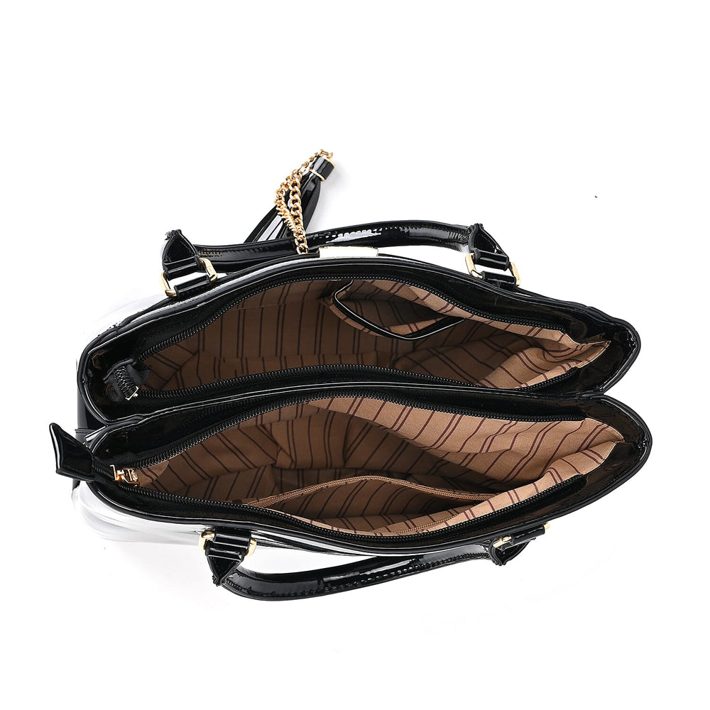 Leatherette Crossbody Bag with Handle Drop - Black