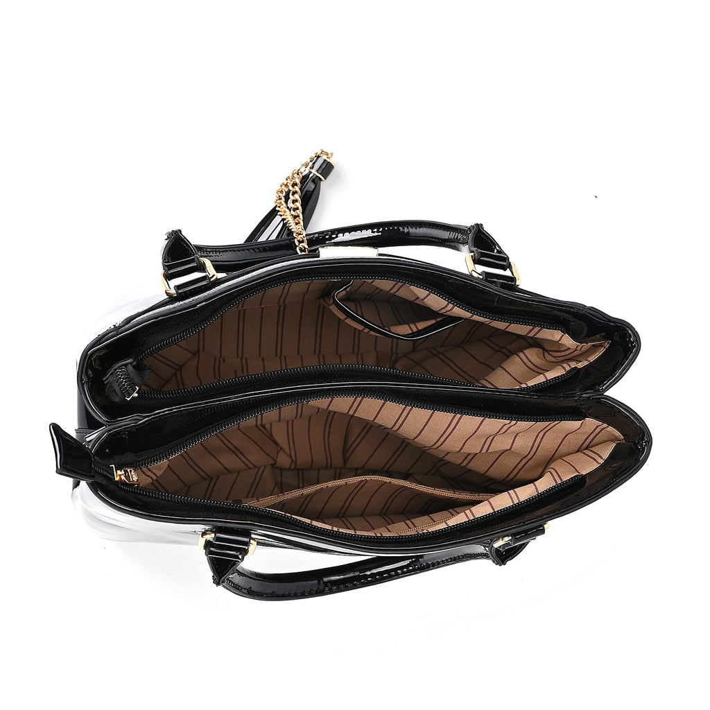Leatherette Crossbody Bag with Handle Drop - Black