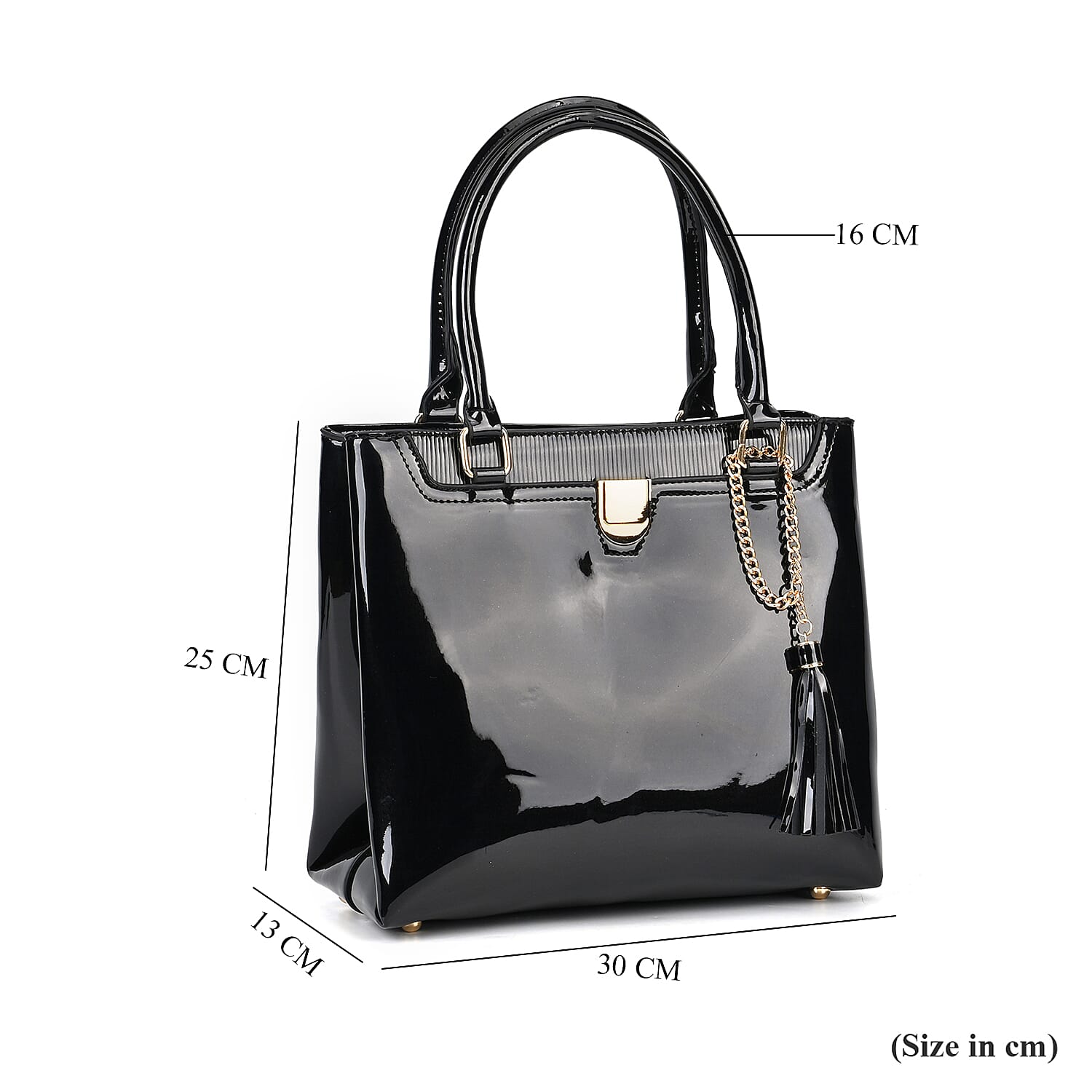 Leatherette Crossbody Bag with Handle Drop - Black