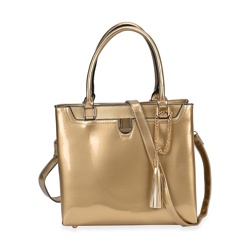 PU Patterned Crossbody Bag (Size 30x13x25 cm) - Gold & Gold