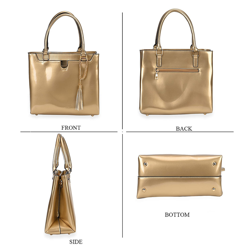 PU Patterned Crossbody Bag (Size 30x13x25 cm) - Gold & Gold