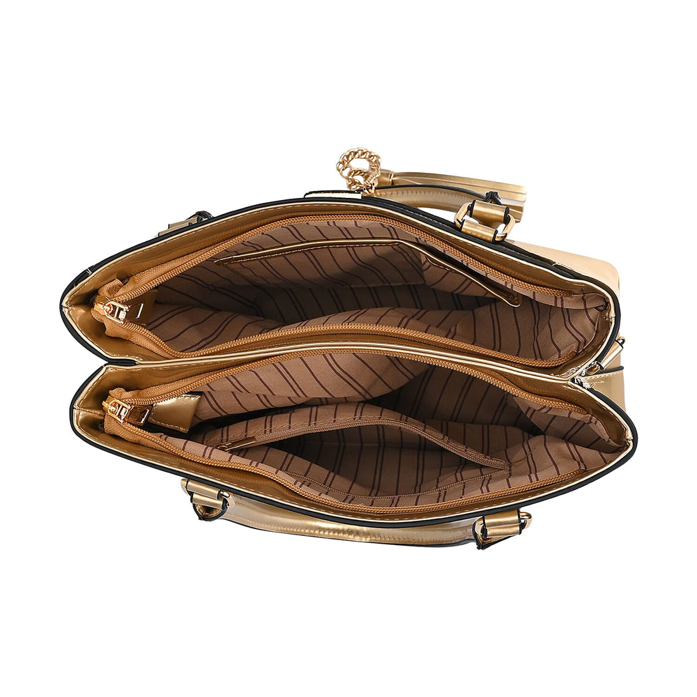PU Patterned Crossbody Bag (Size 30x13x25 cm) - Gold & Gold