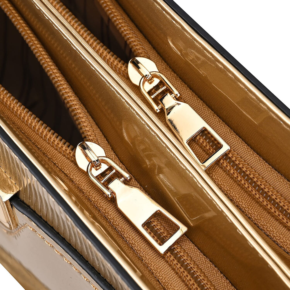 PU Patterned Crossbody Bag (Size 30x13x25 cm) - Gold & Gold