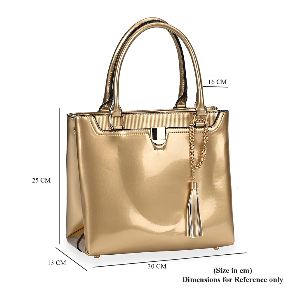 PU Patterned Crossbody Bag (Size 30x13x25 cm) - Gold & Gold