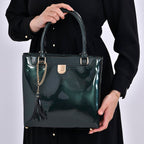 Leatherette Crossbody Bag with Handle Drop - Green