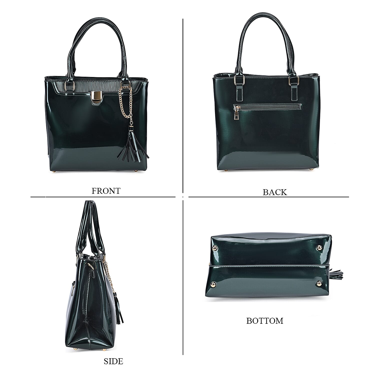 Leatherette Crossbody Bag with Handle Drop - Green