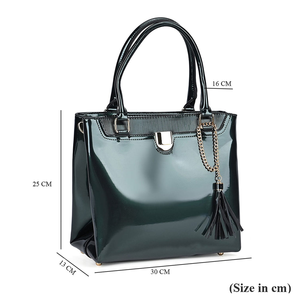 Leatherette Crossbody Bag with Handle Drop - Green