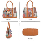 Trendy Graffiti Tote Bag with Mini Pouch - Brown - Multicolour