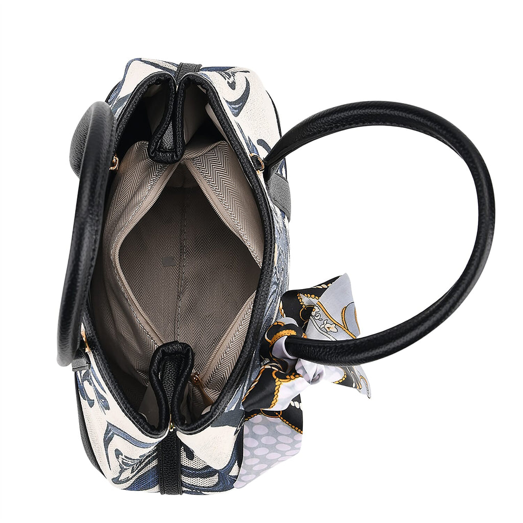 Trendy Graffiti Tote Bag with Mini Pouch - Black