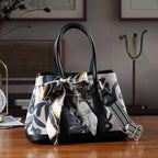 Trendy Graffiti Tote Bag with Mini Pouch - Black - Blue