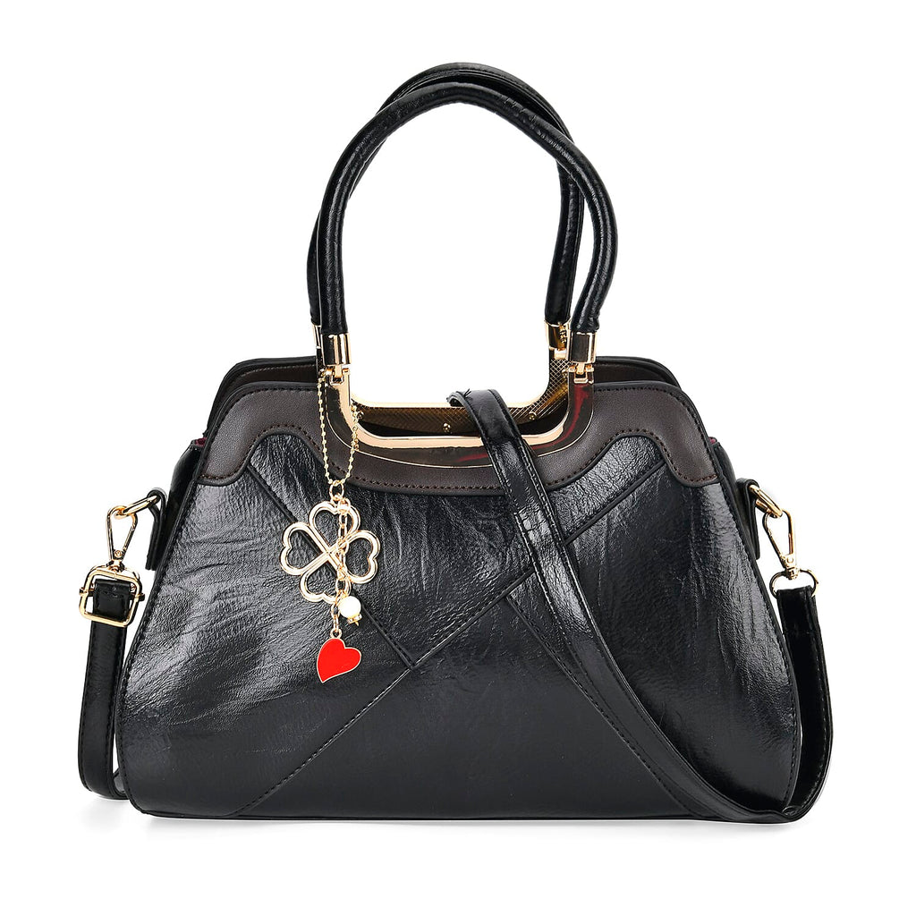PU Patterned Crossbody Bag (Size 31x13x21 cm) - Black & Black
